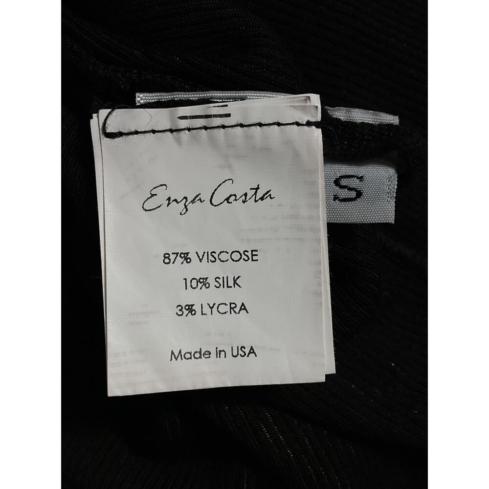 Enza Costa 'Silk' Black Rib Strappy Asymmetric Midi Dress Size S - Picture 5 of 5